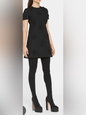 NWT Valentino Garavani Flower Applique
Crepe Mini Dress
